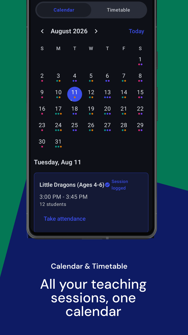 BatchBuddy calendar and timetable on Android